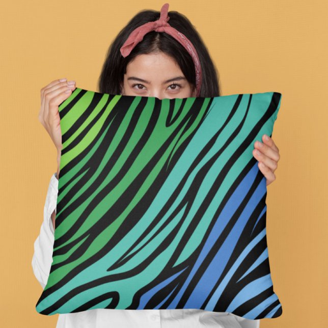 Blue and Green Zebra Pattern  Cushion (Creator Uploaded)