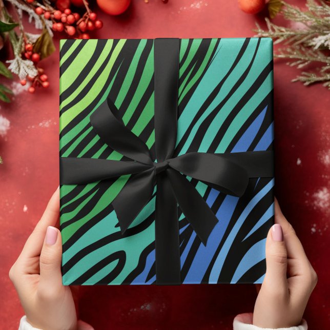Blue and Green Zebra Pattern  Wrapping Paper (Creator Uploaded)