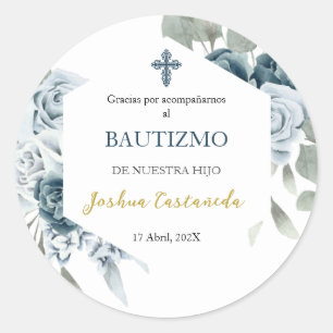 Blue and greenery bouquet thank you sticker