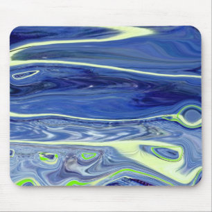 Blue and GreenLiquid Abstract Mouse Pad