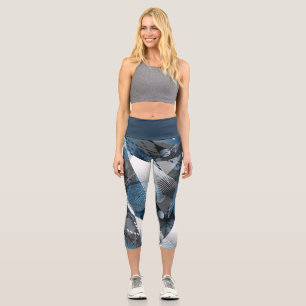 Blue and grey. Abstraction. Capri Leggings