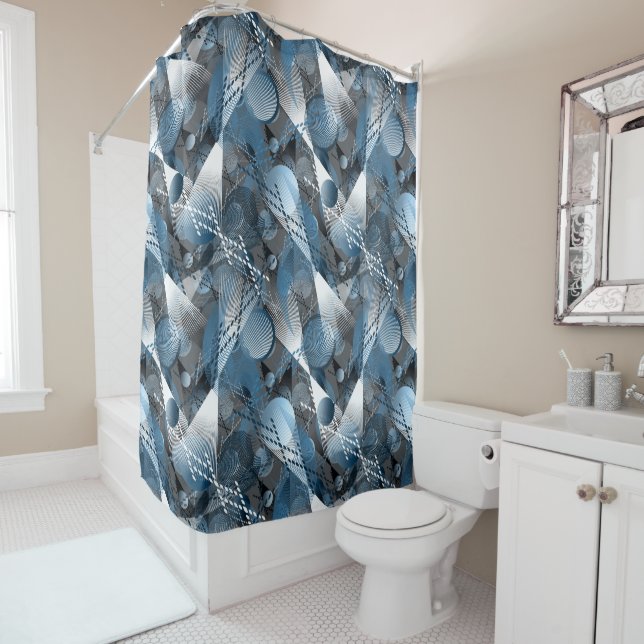 Blue and grey. Abstraction. Shower Curtain (In Situ)