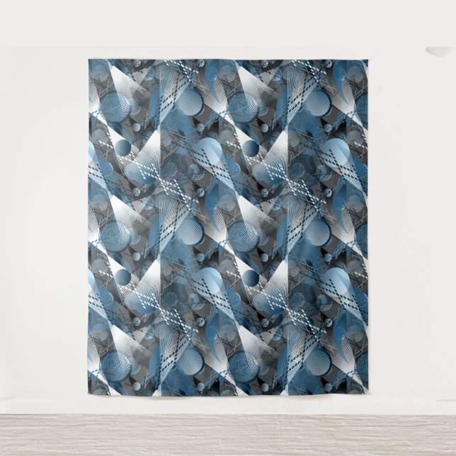 Blue and grey. Abstraction. Tapestry (Front)