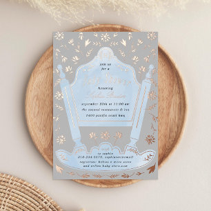 Blue and Grey Antique Cradle Baby Shower Rose Gold