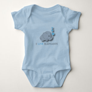 Blue and Grey Baby Elephant Baby Bodysuit