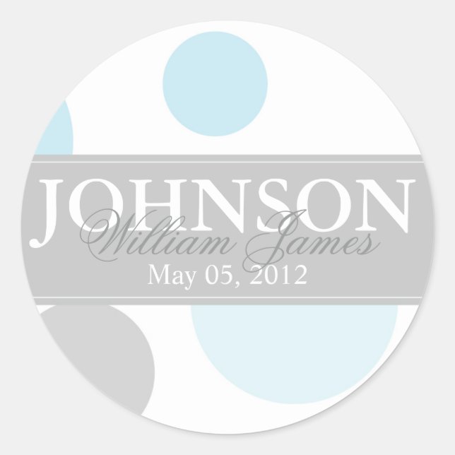 Blue and Grey Big Dots Sticker (Front)