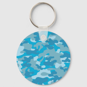 Blue and Grey Camo Design Key Ring