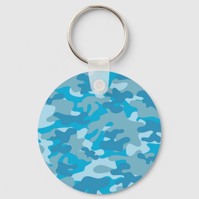 Blue and Grey Camo Design Key Ring (Front)