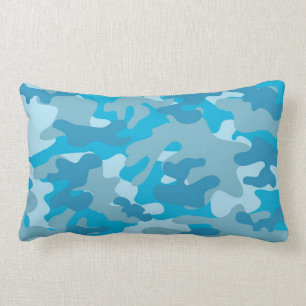 Blue and Grey Camo Design Lumbar Cushion
