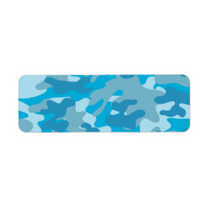 Blue and Grey Camo Design Return Address Label