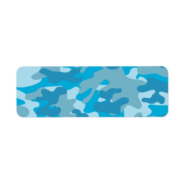 Blue and Grey Camo Design Return Address Label (Front)