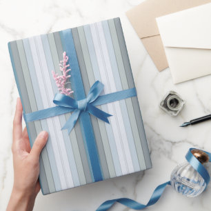 Blue And Grey Colour Stripes On Watercolor Paper