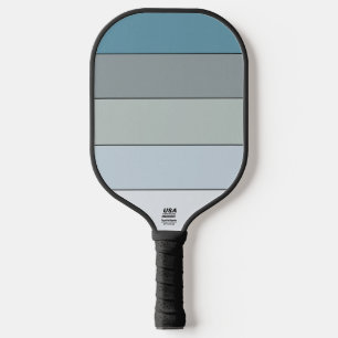 Blue And Grey Colour Stripes On Watercolor Paper Pickleball Paddle