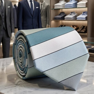 Blue And Grey Colour Stripes On Watercolor Paper Tie