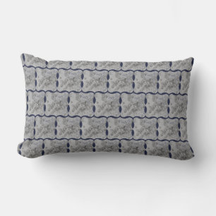 Blue and Grey Country Chic design Lumbar Cushion