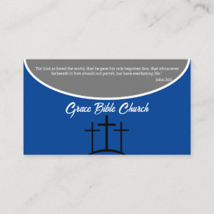 Blue and Grey Cross Pastor or Deacon Church Business Card