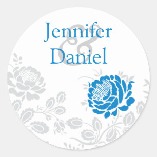 Blue and Grey Damask Envelope Seal