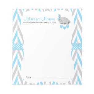 Blue and Grey Elephant Baby Shower 2 - Advice Notepad