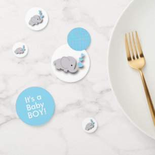 Blue and Grey Elephant 🐘   Baby Shower Confetti