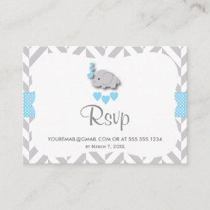 Blue and Grey Elephant Baby Shower - RSVP Email Enclosure Card