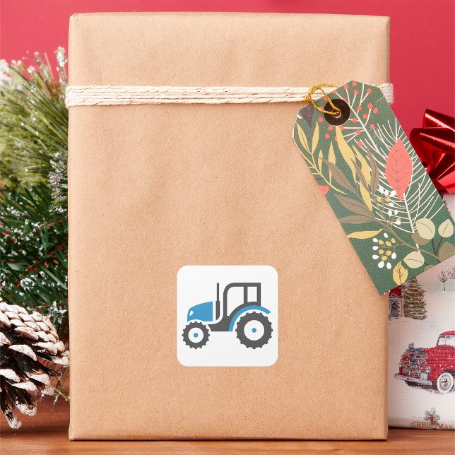 Blue and Grey Farm Tractor Icon Square Sticker (Creator Uploaded)