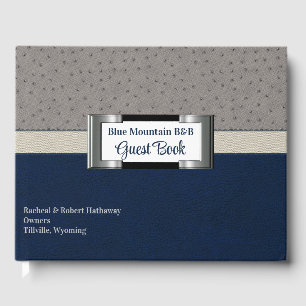 Blue and Grey Faux Leather  Guest Book