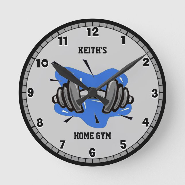 Blue and Grey Fitness Gym Round Clock (Front)