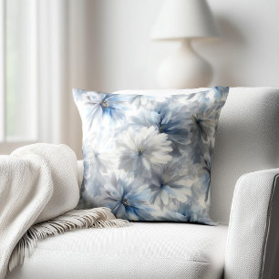 Blue and Grey Floral Cushion