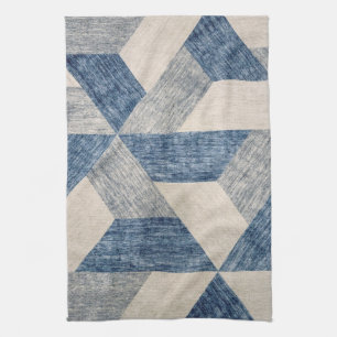 Blue and Grey Geometric Abstract Tea Towel