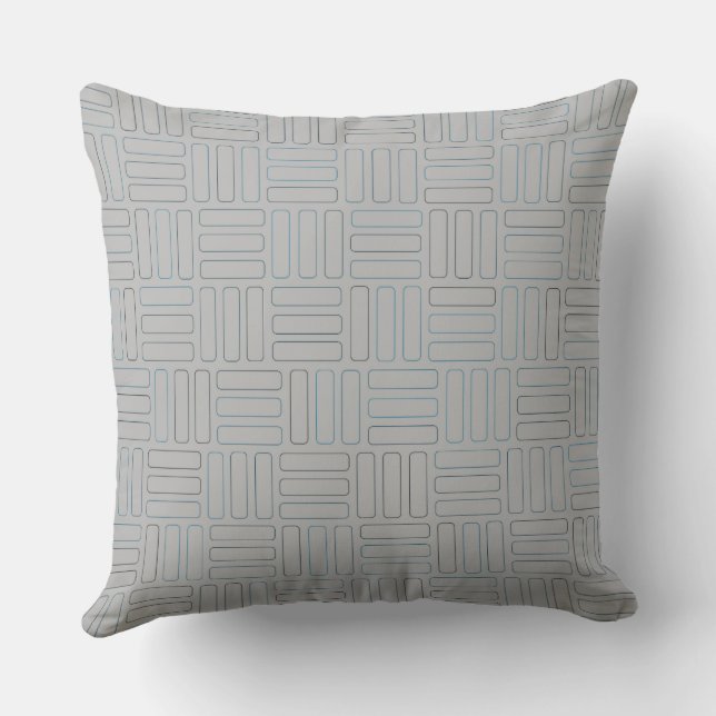 Blue and Grey Geometric Cushion (Back)