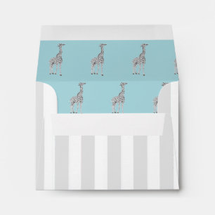 Blue and Grey Giraffes Thank You Card Envelope