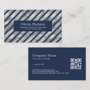 Blue and Grey Glossy Stripes Business Card