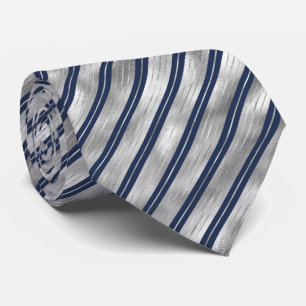Blue and Grey Glossy Stripes Tie