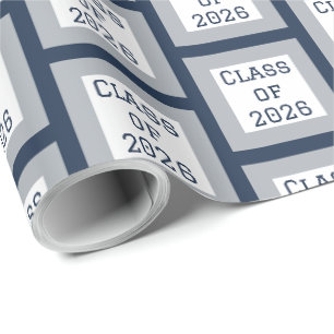 Blue and Grey Graduation Wrapping Paper 2026