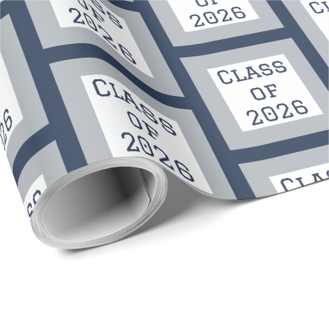 Blue and Grey Graduation Wrapping Paper | 2026 (Roll Corner)