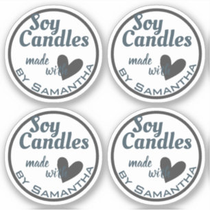 Blue and Grey Heart on White Simple Soy Candles