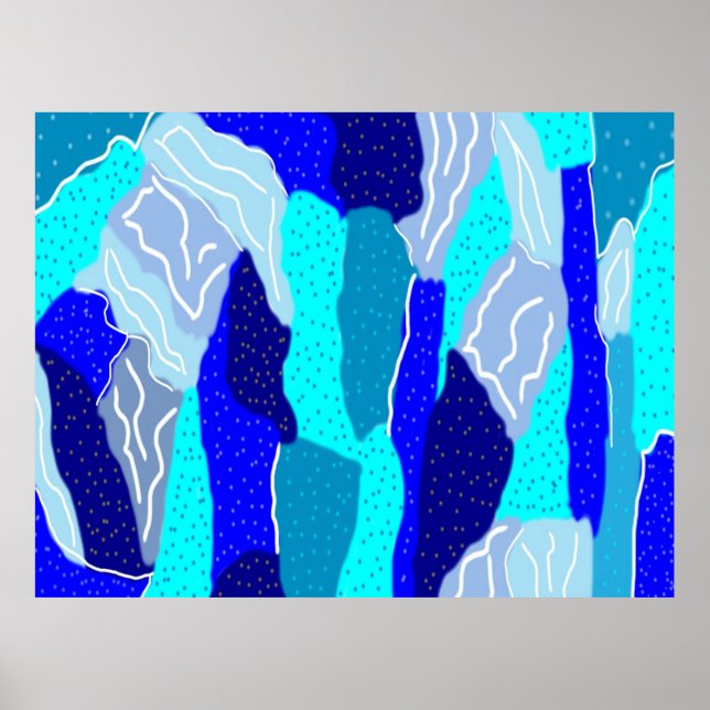 Blue and Grey Ice Poster (Front)