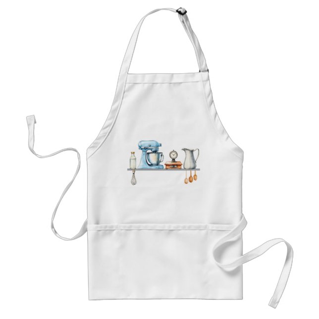 Blue and Grey Kitchen Utensils Standard Apron (Front)