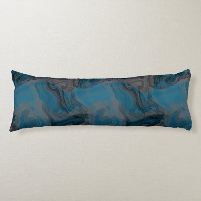 Blue and Grey Marble Abstract Body Cushion (Front)