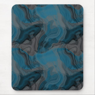 Blue and Grey Marble Abstract Mouse Pad