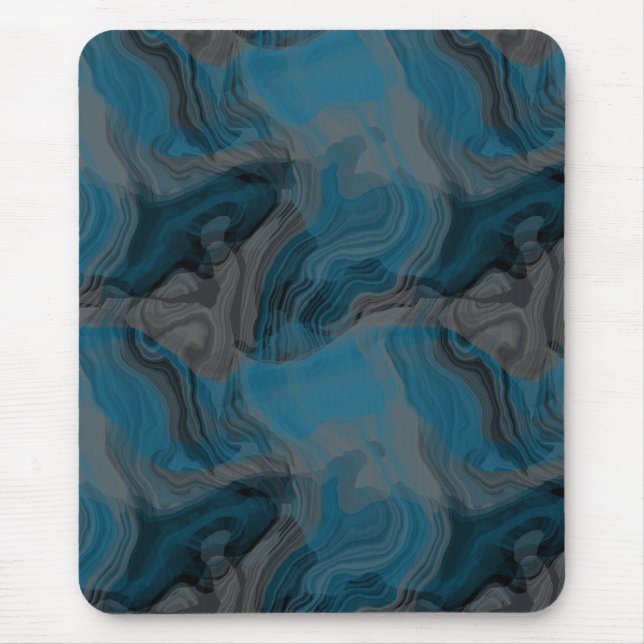 Blue and Grey Marble Abstract Mouse Pad (Front)
