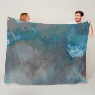 Blue and grey Marble Texture Fleece Blanket