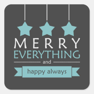 Blue and Grey Merry Everything Holiday Square Sticker