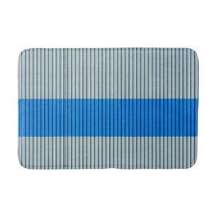 Blue and Grey Metal Striped Bath Mat