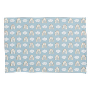 Blue and Grey Modern rainbow baby cloud pattern Pillowcase