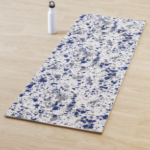 Blue And Grey Paint Splash And Splatter Pattern Yoga Mat