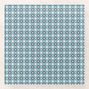 Blue and Grey Pattern Glass Coaster