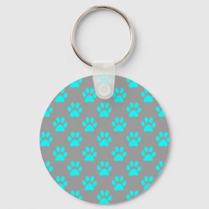 Blue and grey paws pattern key ring