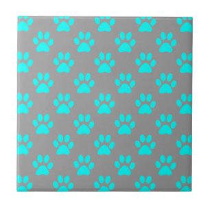 Blue and grey paws pattern tile