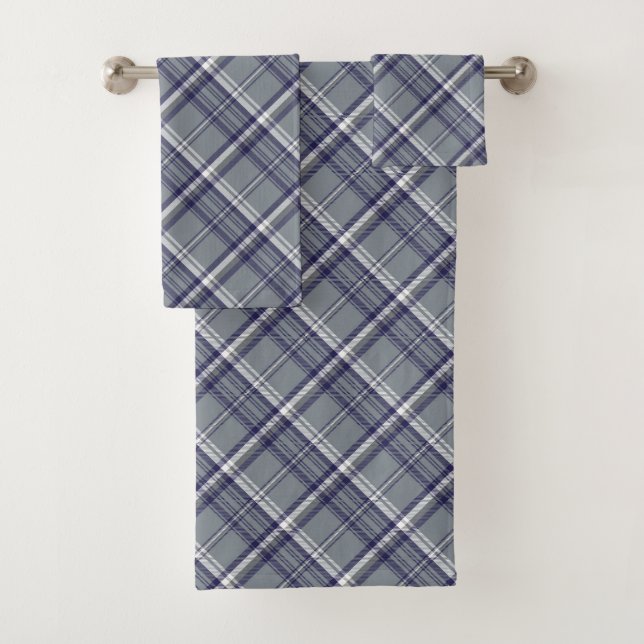 Blue And Grey Plaid  Bath Towel Set (Insitu)